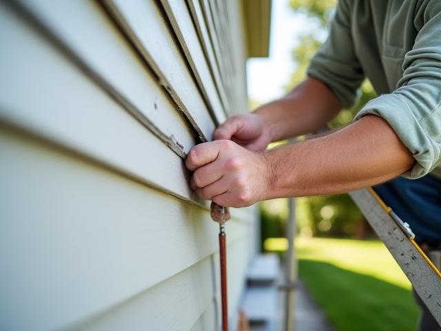 Professional installing new vinyl siding on a house exterior